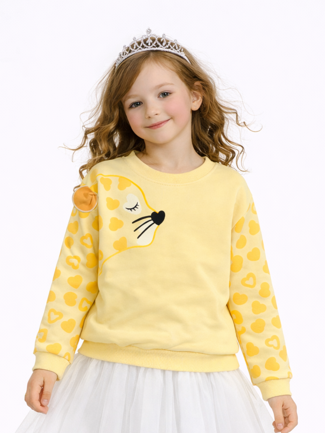 Sarı Leopar Kız Çocuk Sweatshirt 