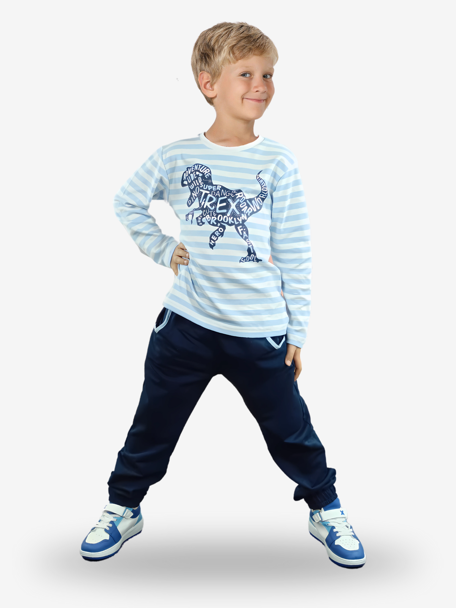 T-Rex Baskılı T-shirt + İndigo Pantolon Takım