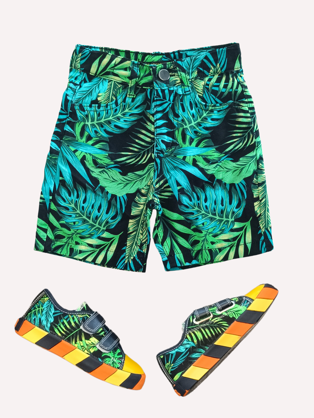 Yaprak Desenli 5 Cepli Kanvas Hawaii Şort