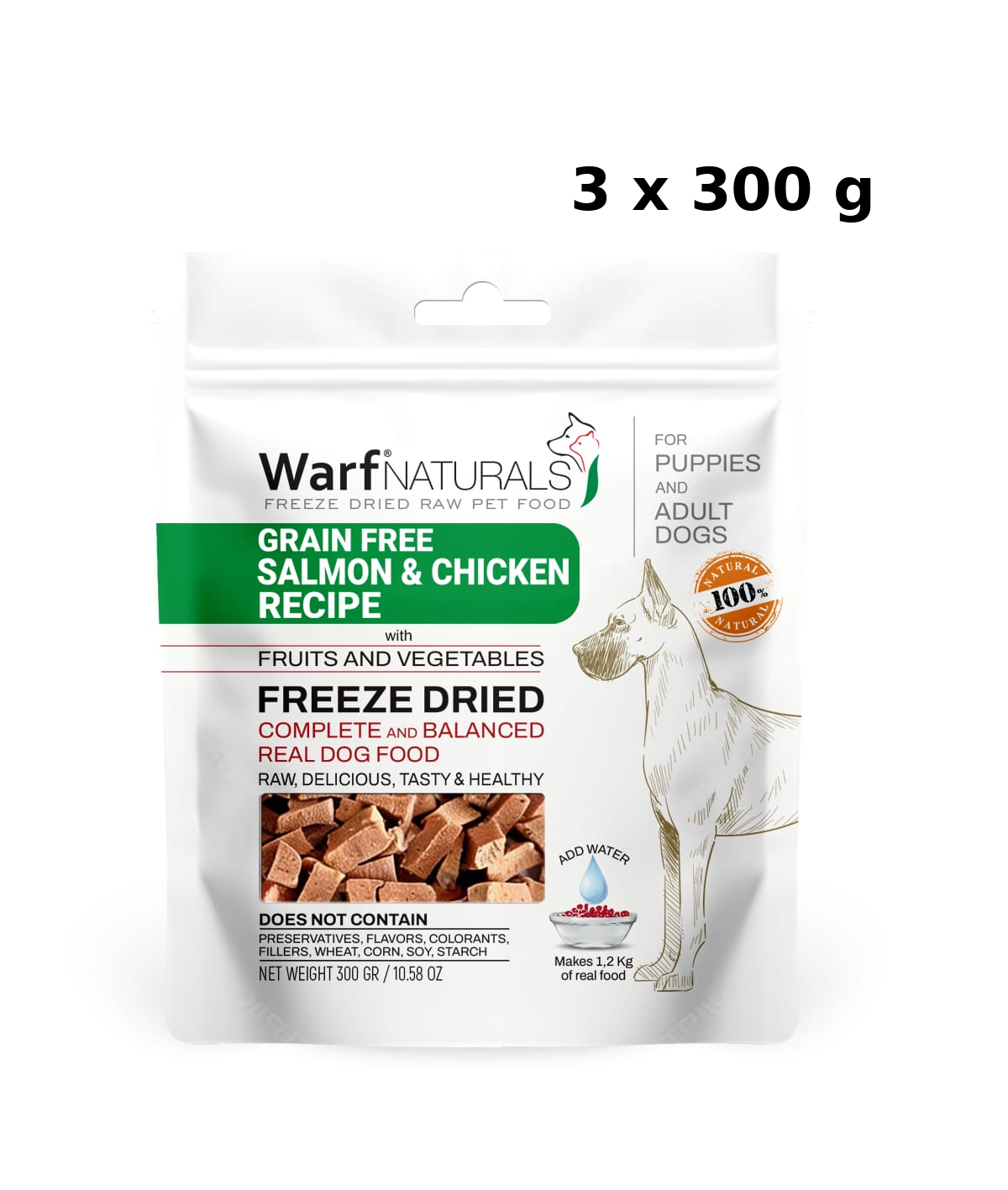 Freeze Dried - Somon & Tavuk Etli Köpek Maması 300 gr x 3 Adet