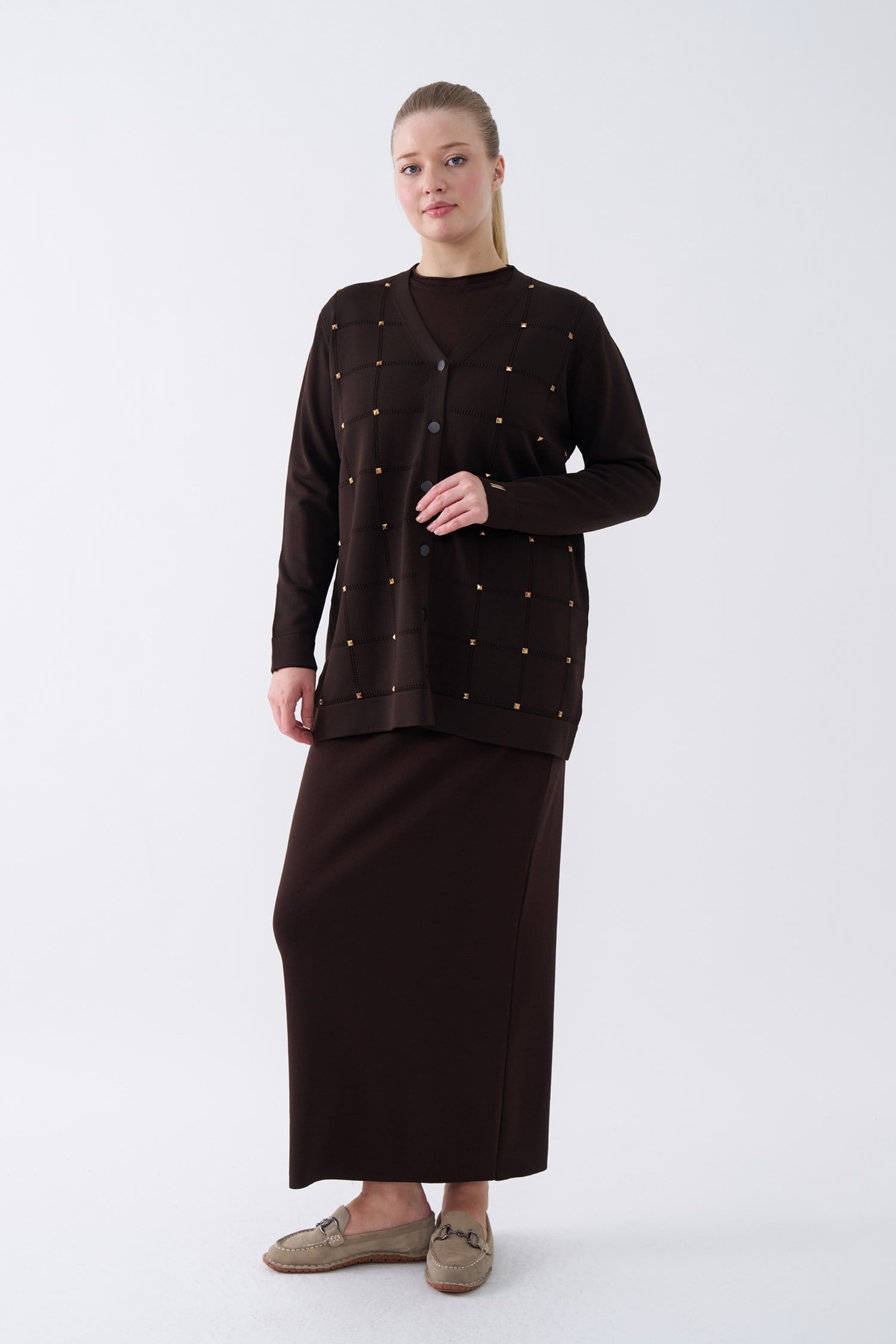 3148 KARE DESENLİ DROPLU HIRKA