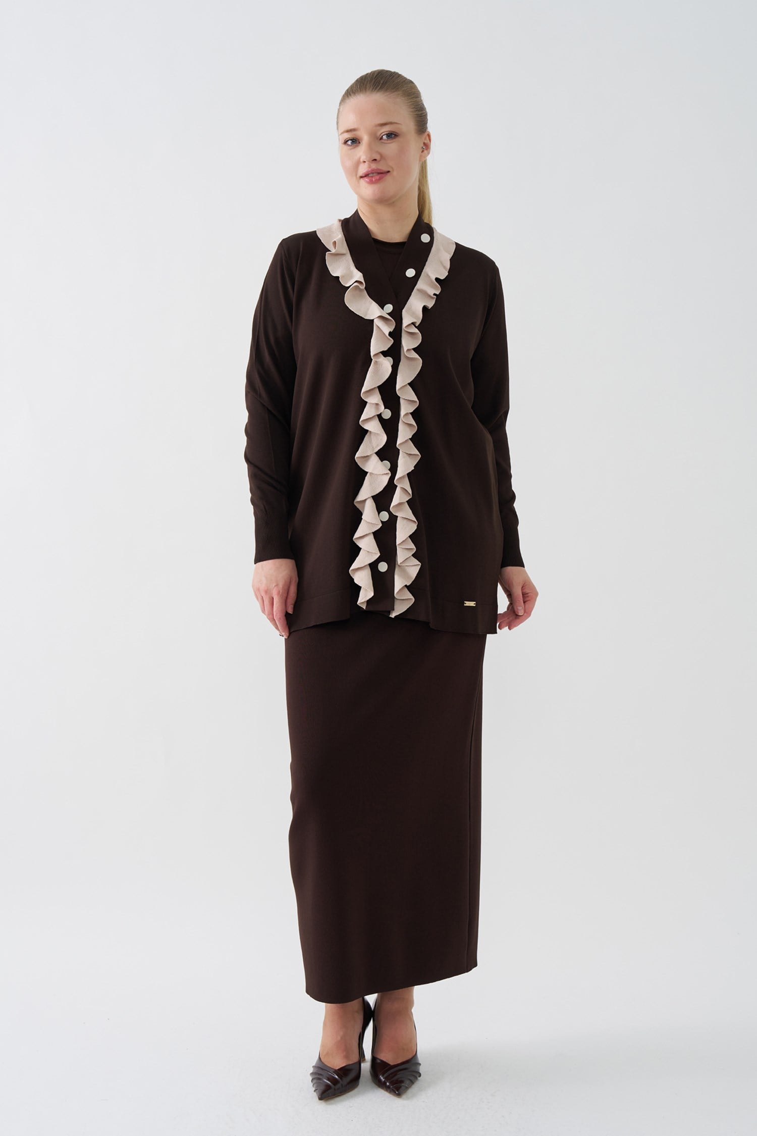 3154 2 RENKLİ V YAKA HIRKA