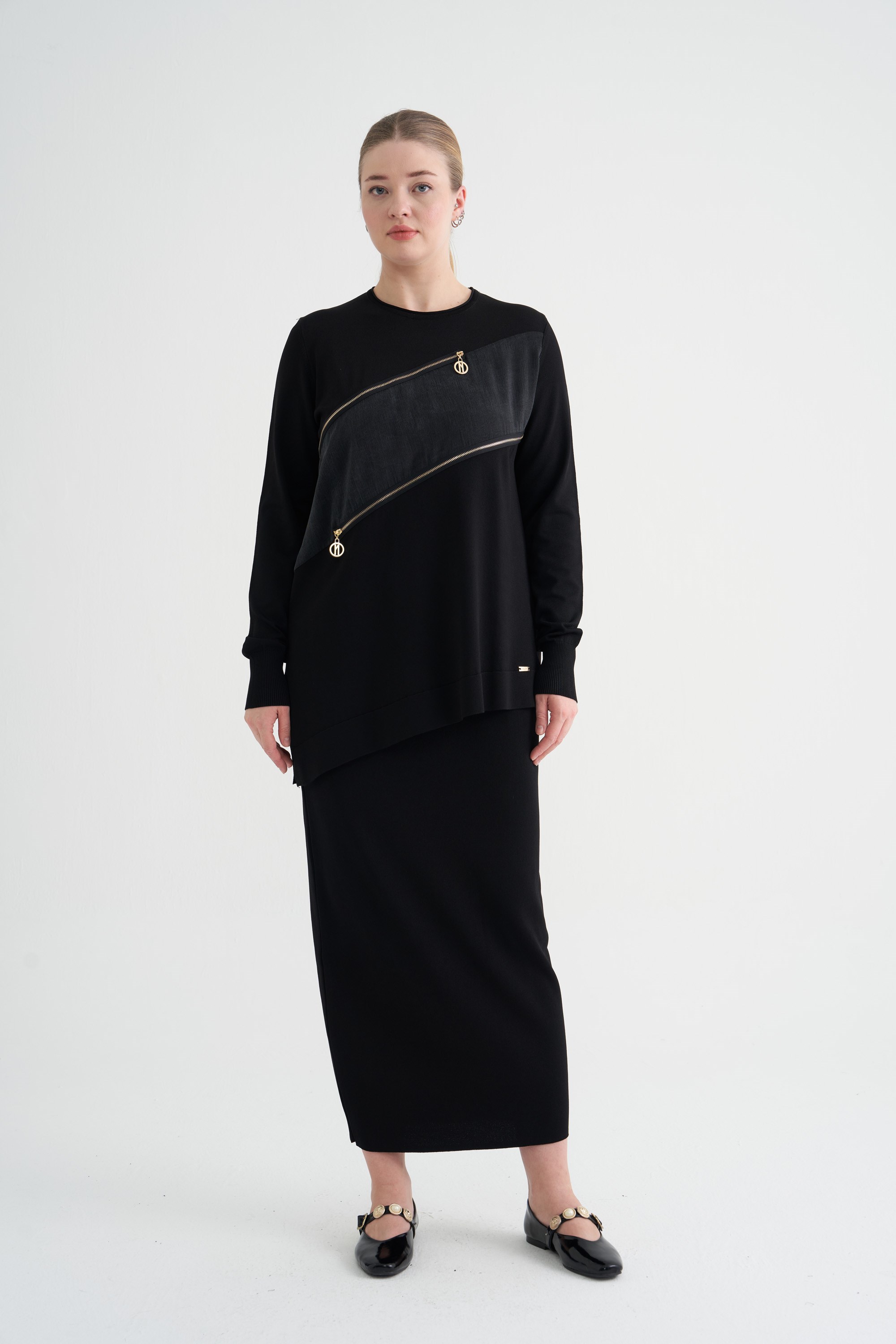 3121 ÖNÜ FERMUARLI TRİKO TUNİK