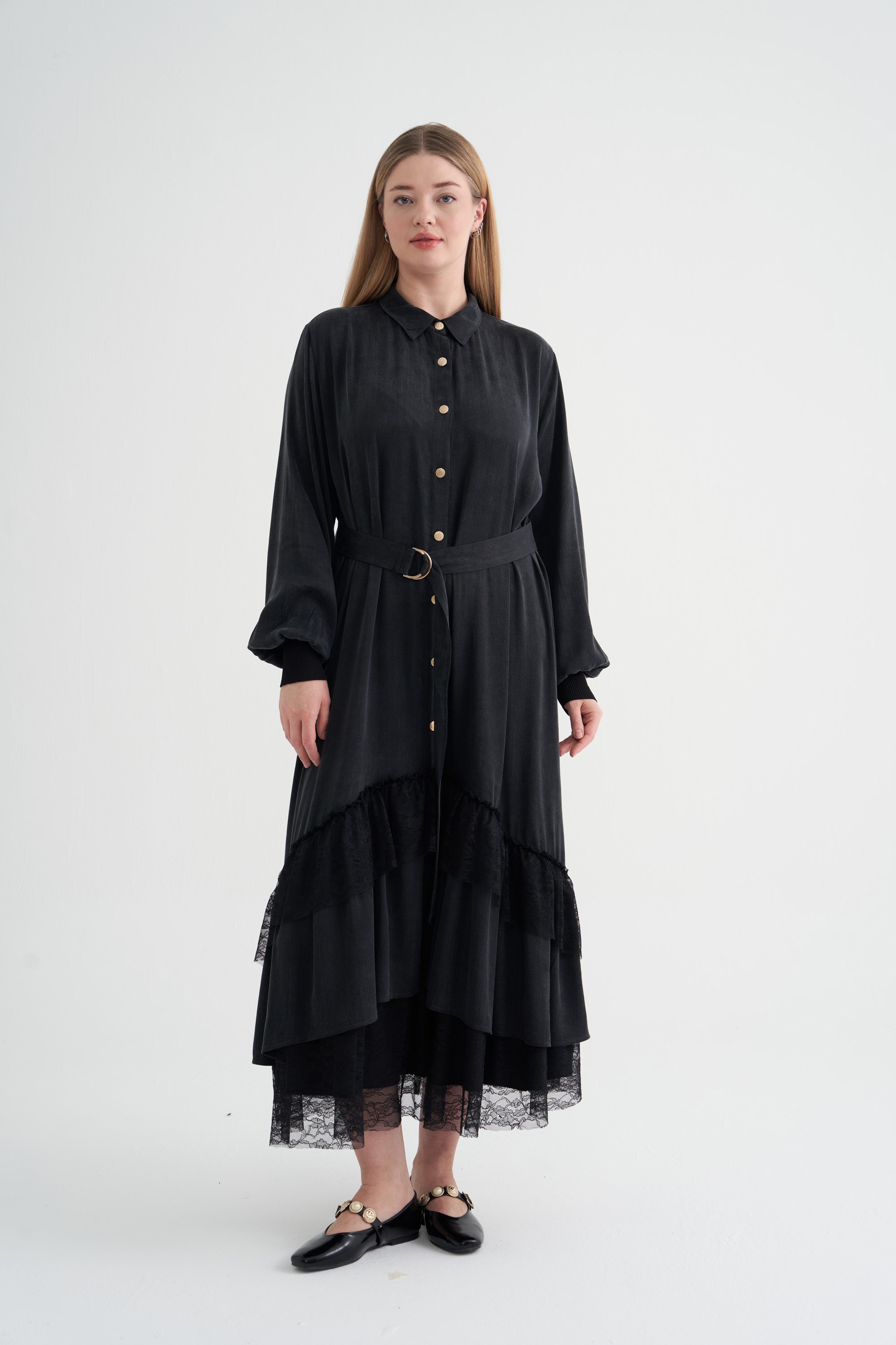 3123 ETEĞİ DANTELLİ KUPRA ELBİSE