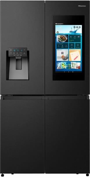 HISENSE RQ760N4IFE 577 LT. 4 KAPILI GARDIROP TİPİ NO FROST SU ve BUZ HAZNELİ EKRANLI BUZDOLABI SİYAH