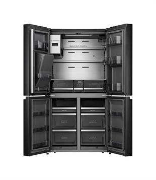 HISENSE RQ760N4IFE 577 LT. 4 KAPILI GARDIROP TİPİ NO FROST SU ve BUZ HAZNELİ EKRANLI BUZDOLABI SİYAH