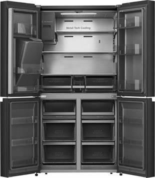 HISENSE RQ760N4SBFE 584 LT. 4 KAPILI GARDIROP TİPİ NO FROST SU ve BUZ HAZNELİ BUZDOLABI SİYAH