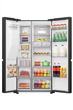 HISENSE RS818N4TFE 632 LT. GARDIROP TİPİ NO FROST SU ve BUZ HAZNELİ BUZDOLABI SİYAH