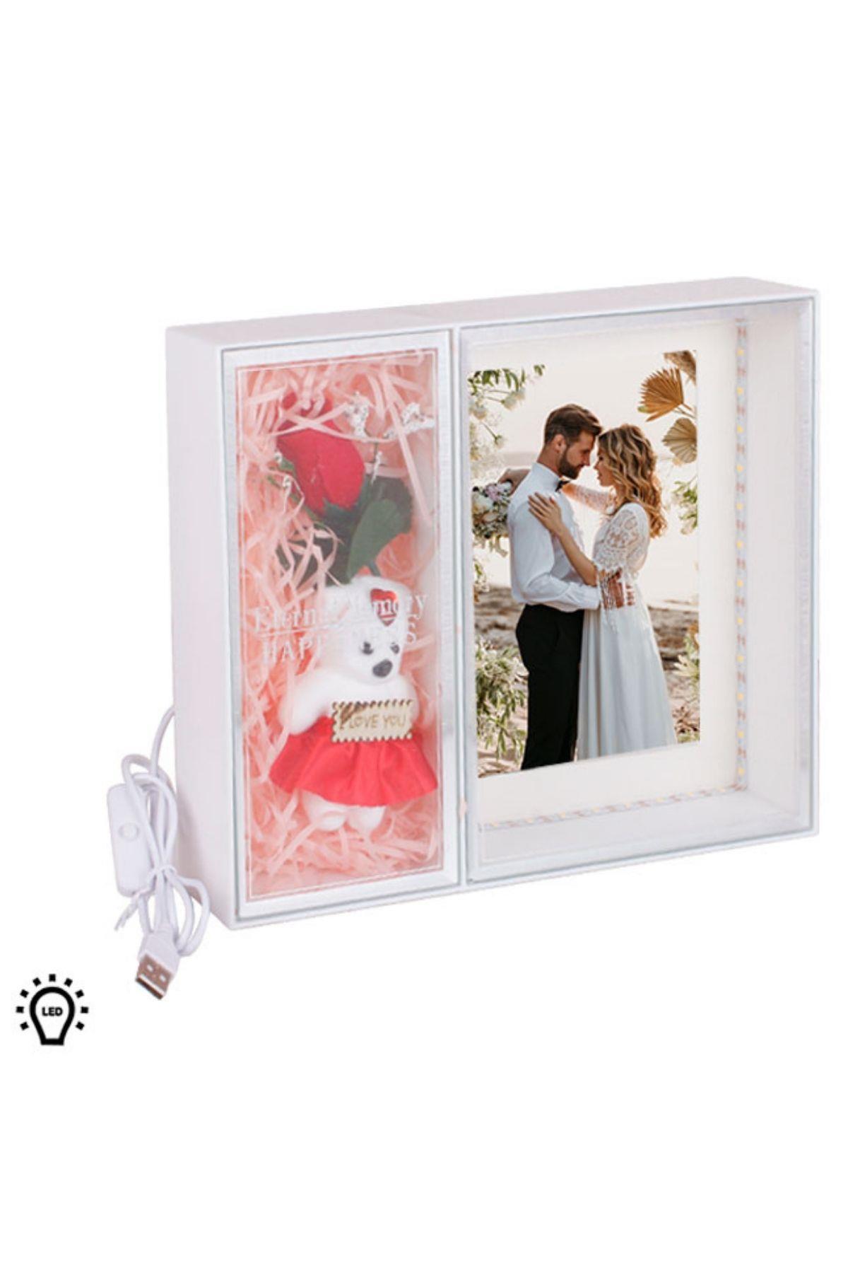 3D LED'li Ayıcık Fotoğraf Çerçevesi
