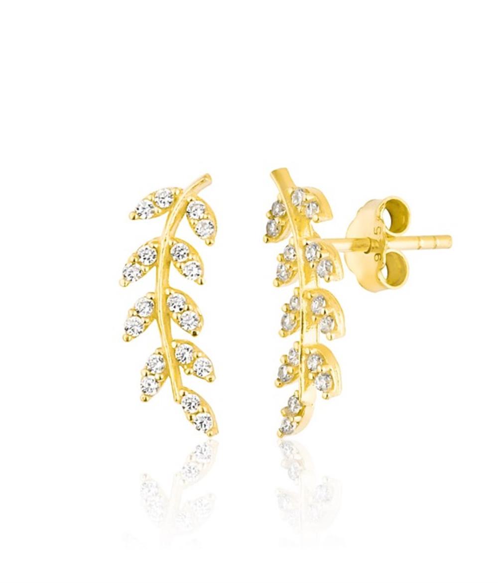 925 Ayar 14K Altın Kaplama Yaprak modeli küpe