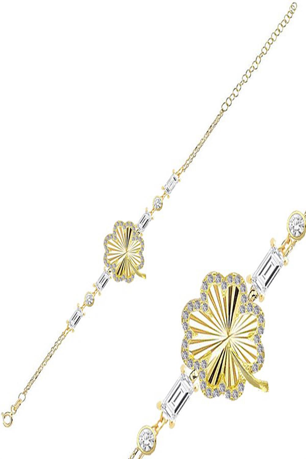 925 Ayar Gümüş Kalemli Yonca Bileklik