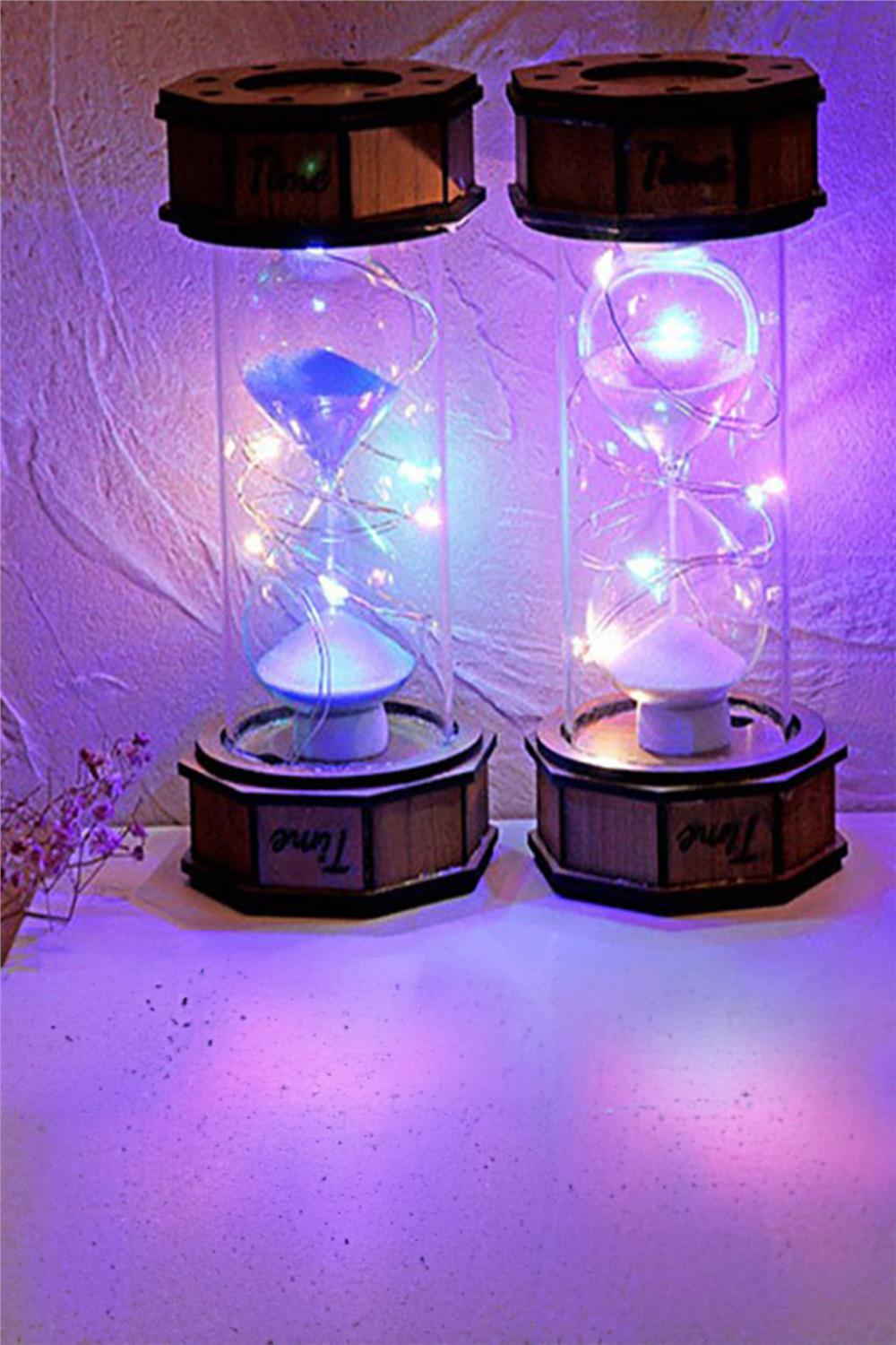 Işikli Dekoratif Ahşap Kum Saati