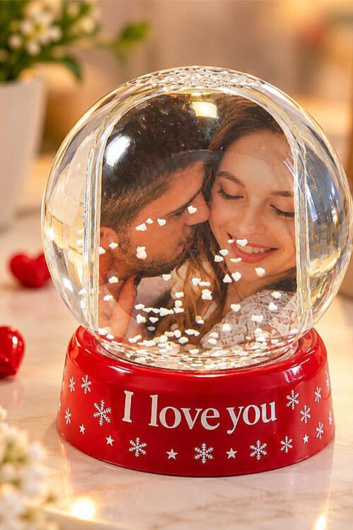 love You Fotoğraflı Kar Küresi