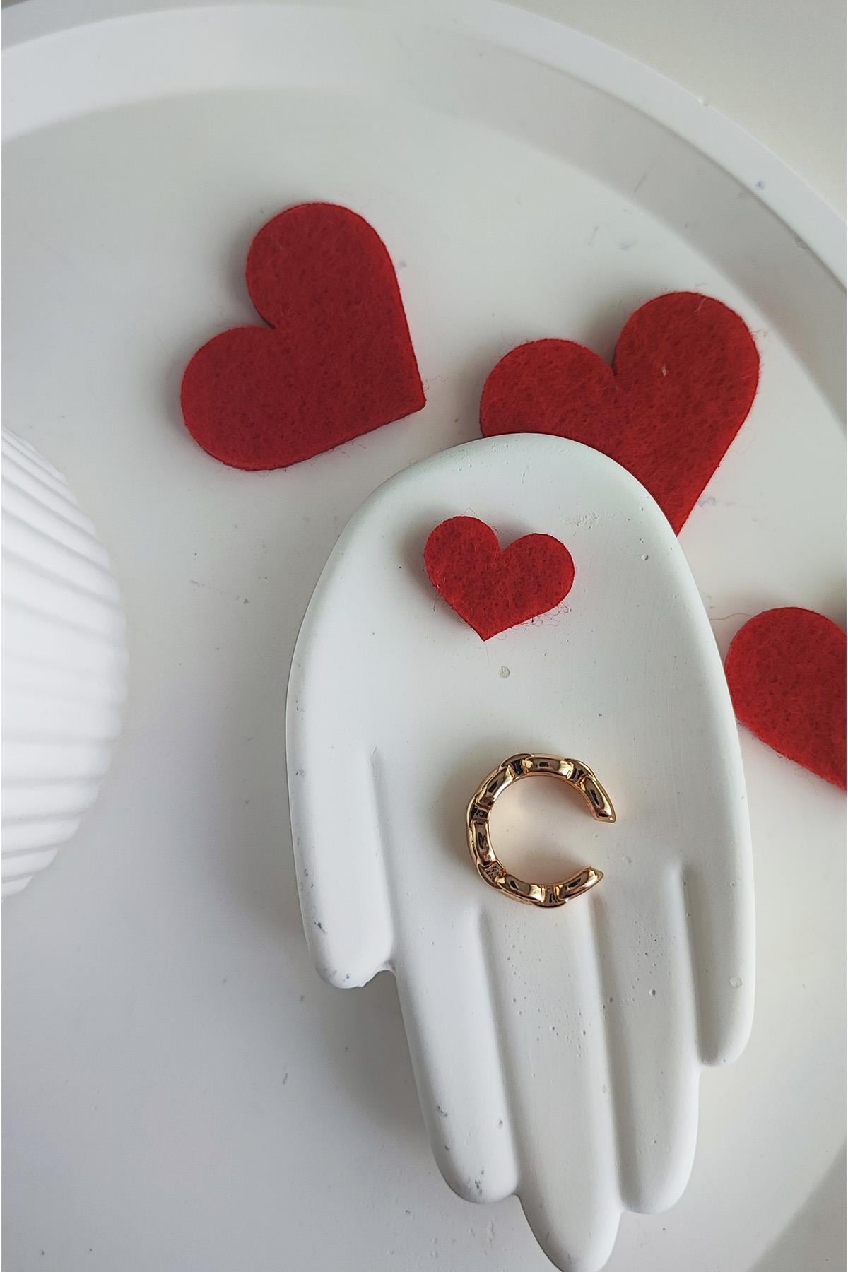 Zincir detaylı Çelik Kıkırdak Küpe 1,5 cm-Altın Renk