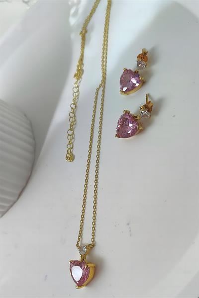 Rebecca Kalp Taşlı Altın Kaplamalı Gümüş Set