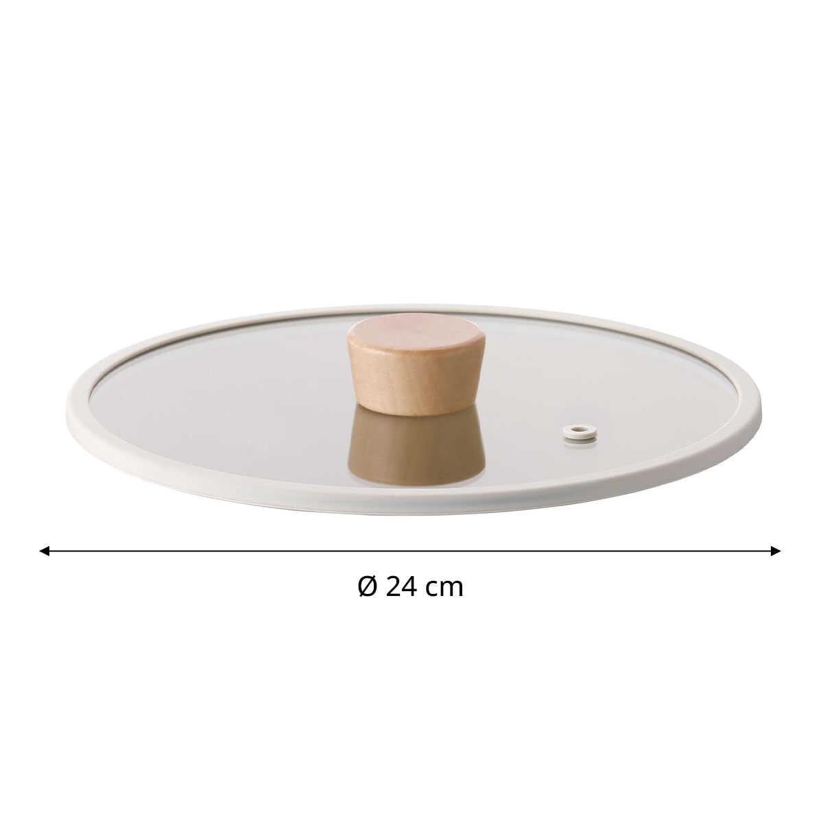 FİKA 24 CM DÜZ SİLİKON ÇERÇEVELİ CAM KAPAK BEJ
