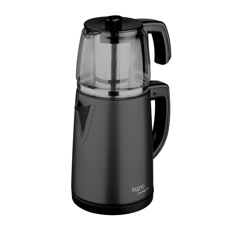 LEGGNO GOURMET PRO CAM DEMLİKLİ ÇAY MAKİNESİ SİYAH