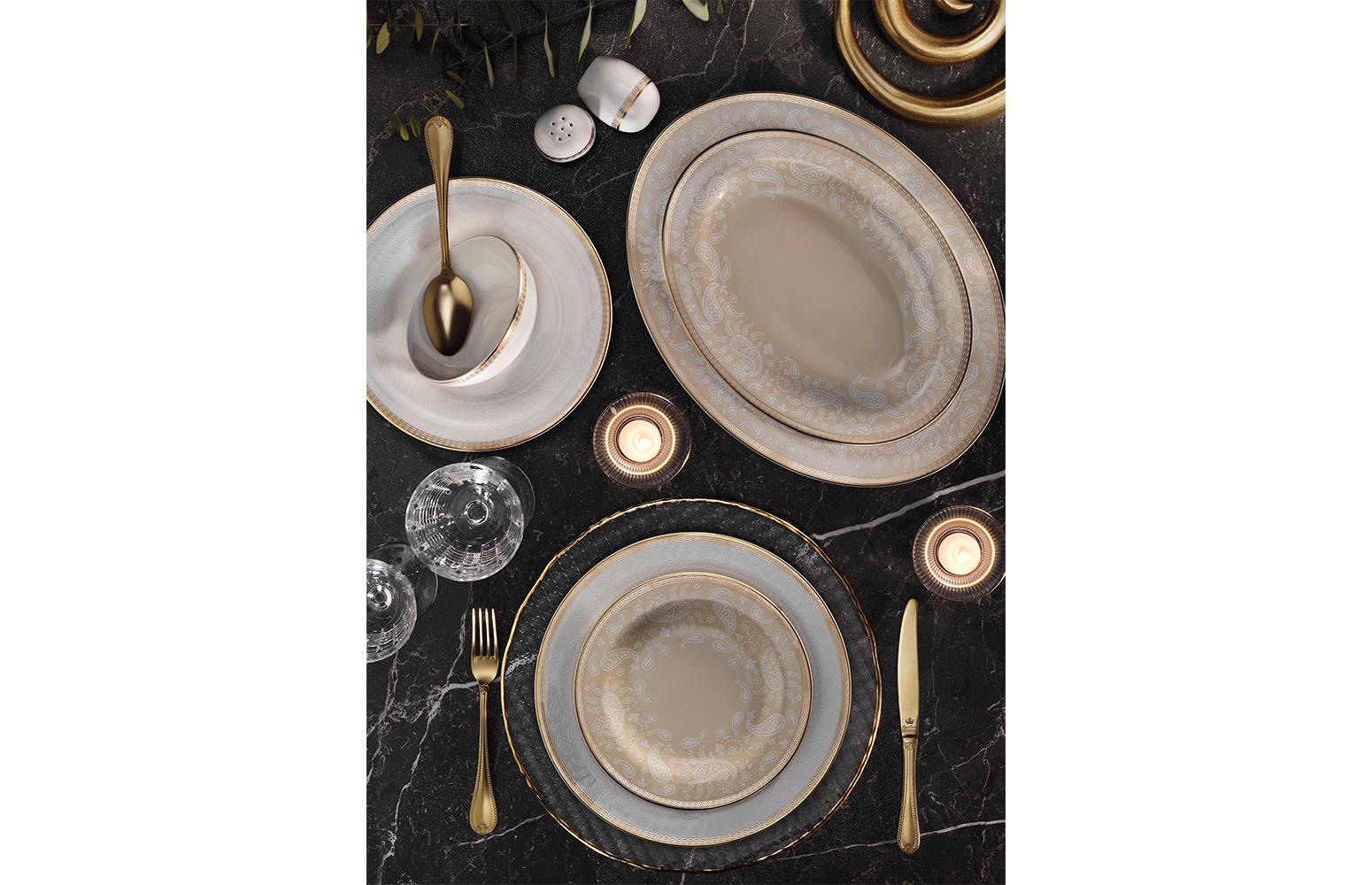 ROYAL CANTERBURY MİLADA GOLD 55 PARÇA YEMEK TAKIMI