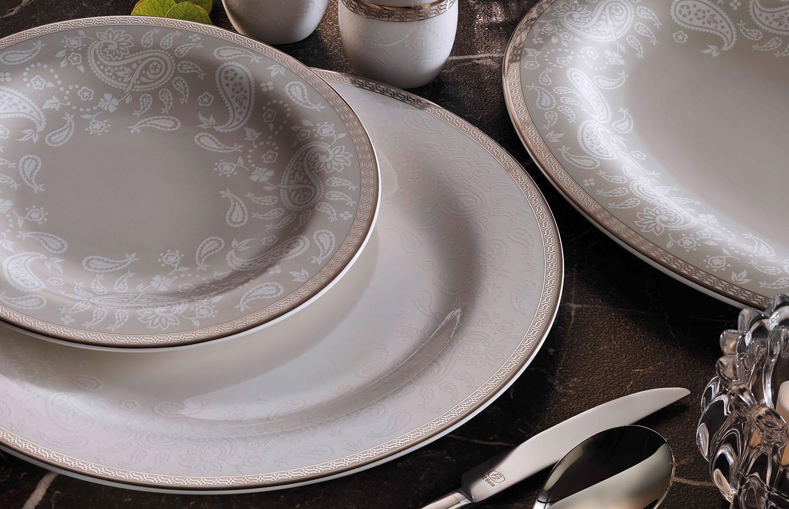 ROYAL CANTERBURY MİLADA PLATİNUM 55 PARÇA YEMEK TAKIMI