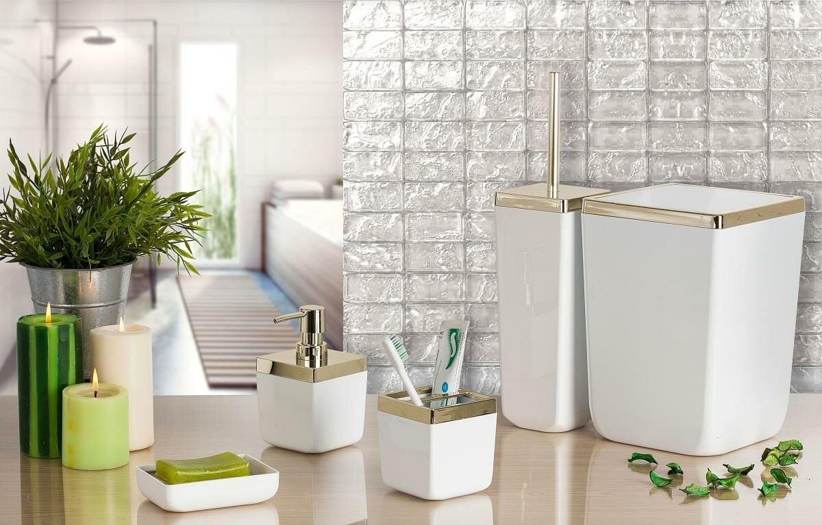 PRİMANOVA TOSKANA BANYO SETİ/BEYAZ ALTIN ÇERÇEVE