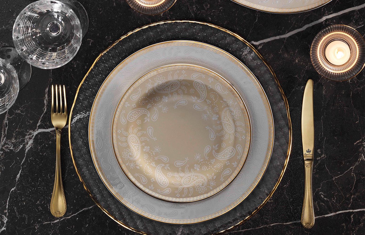 ROYAL CANTERBURY MİLADA GOLD 55 PARÇA YEMEK TAKIMI
