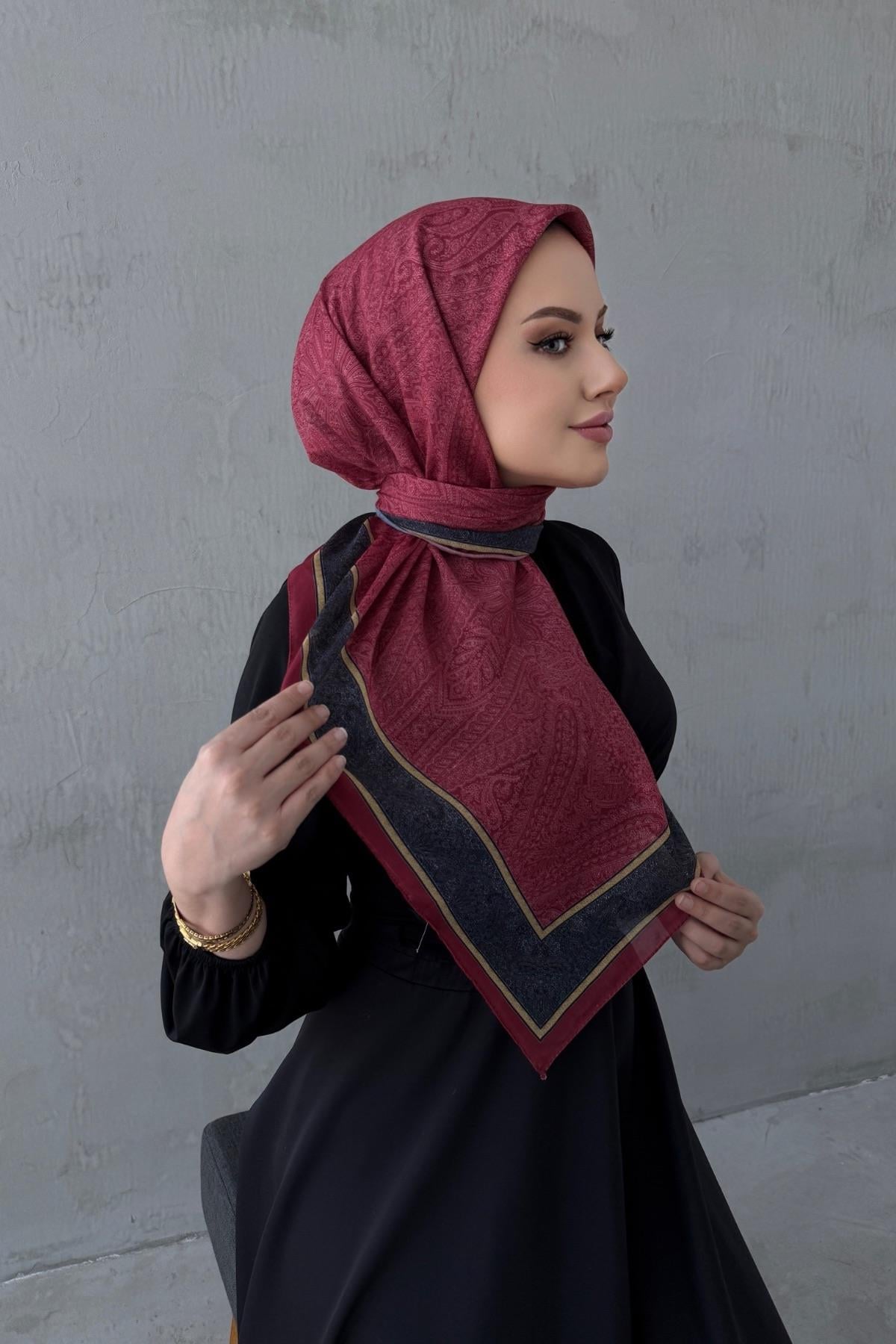 Açık Bordo Leyla Bohem Modal İpek Şaleşarp