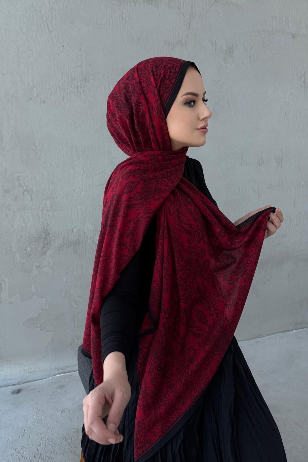 Açık Bordo Meyra Krinkıl Şal
