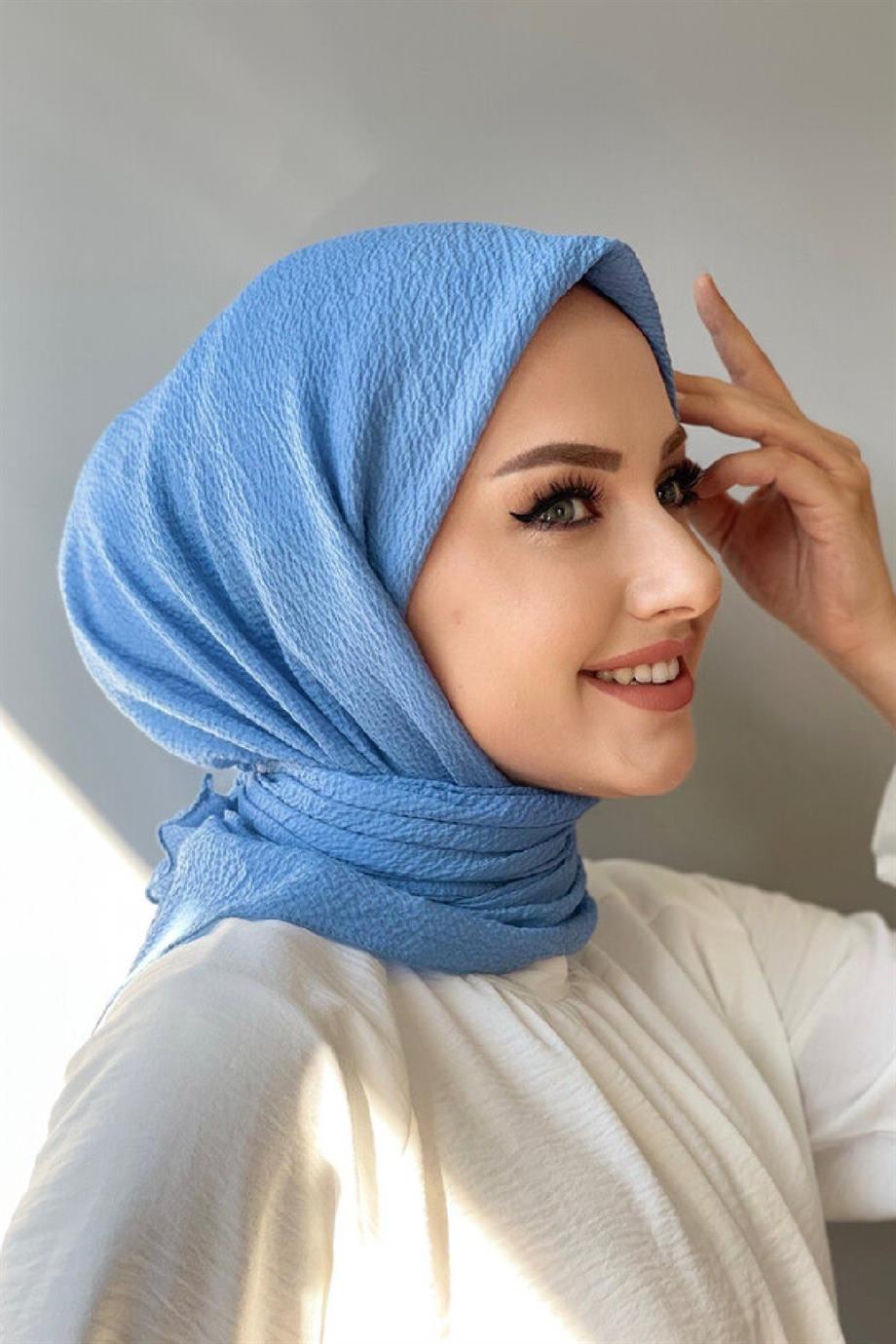 Bebe Mavi Naturel Eşarp 