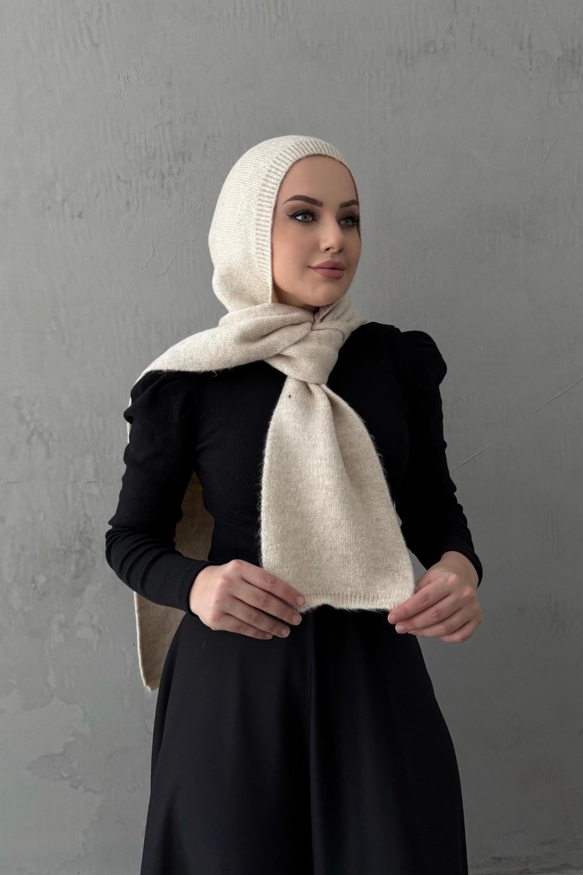Bej Triko Atkılı Balaklava