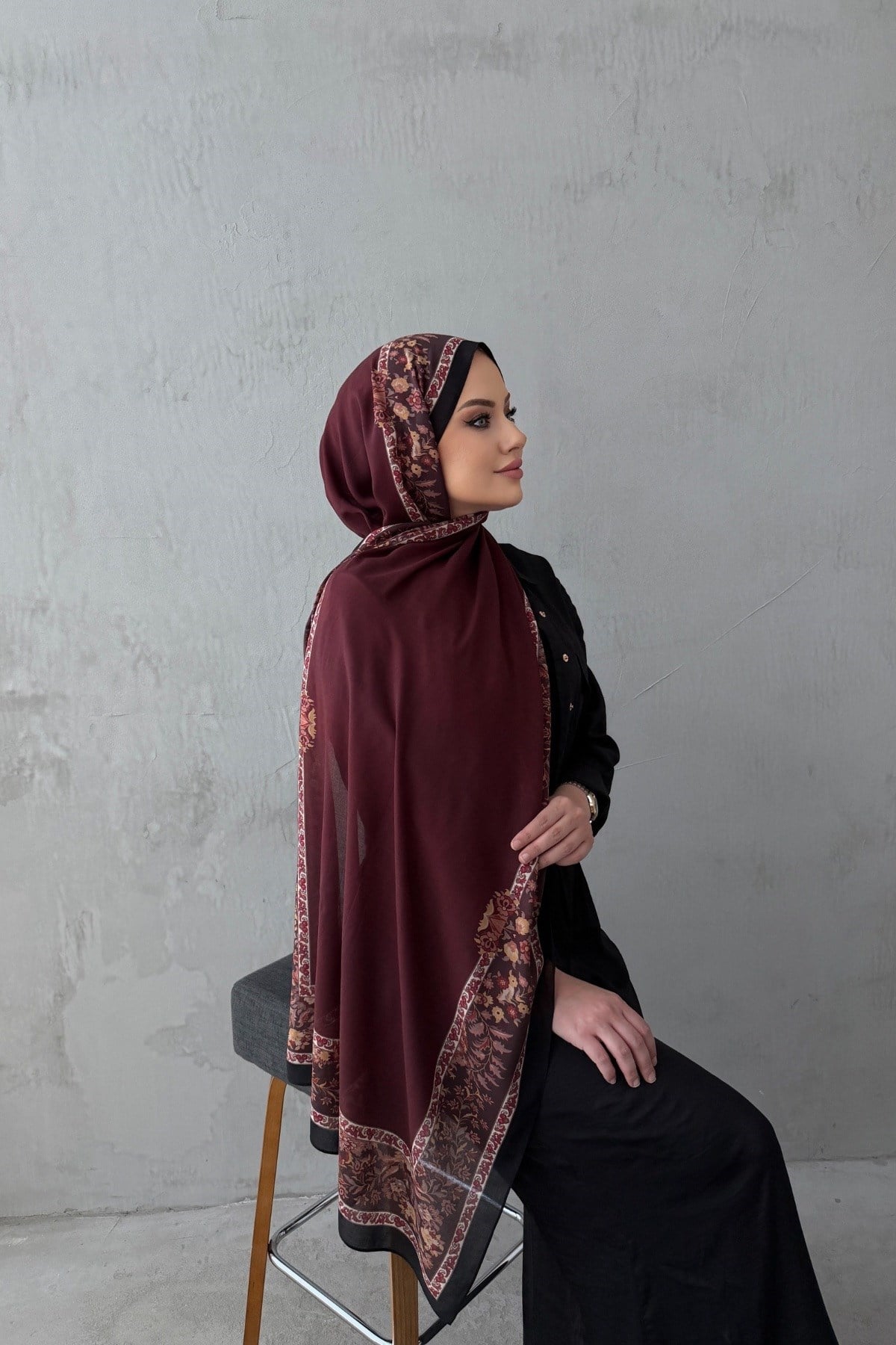 Bordo Asmin %100 Pamuk Şal 