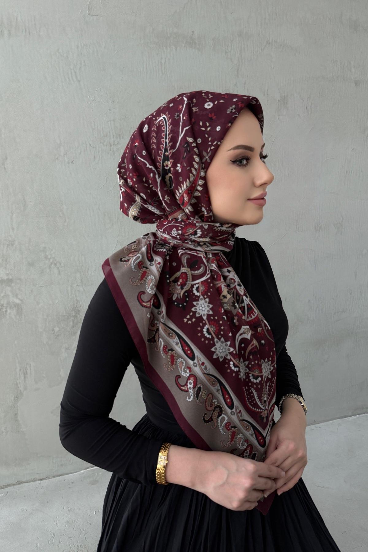 Bordo Bahar Kumle İpek ŞalEşarp