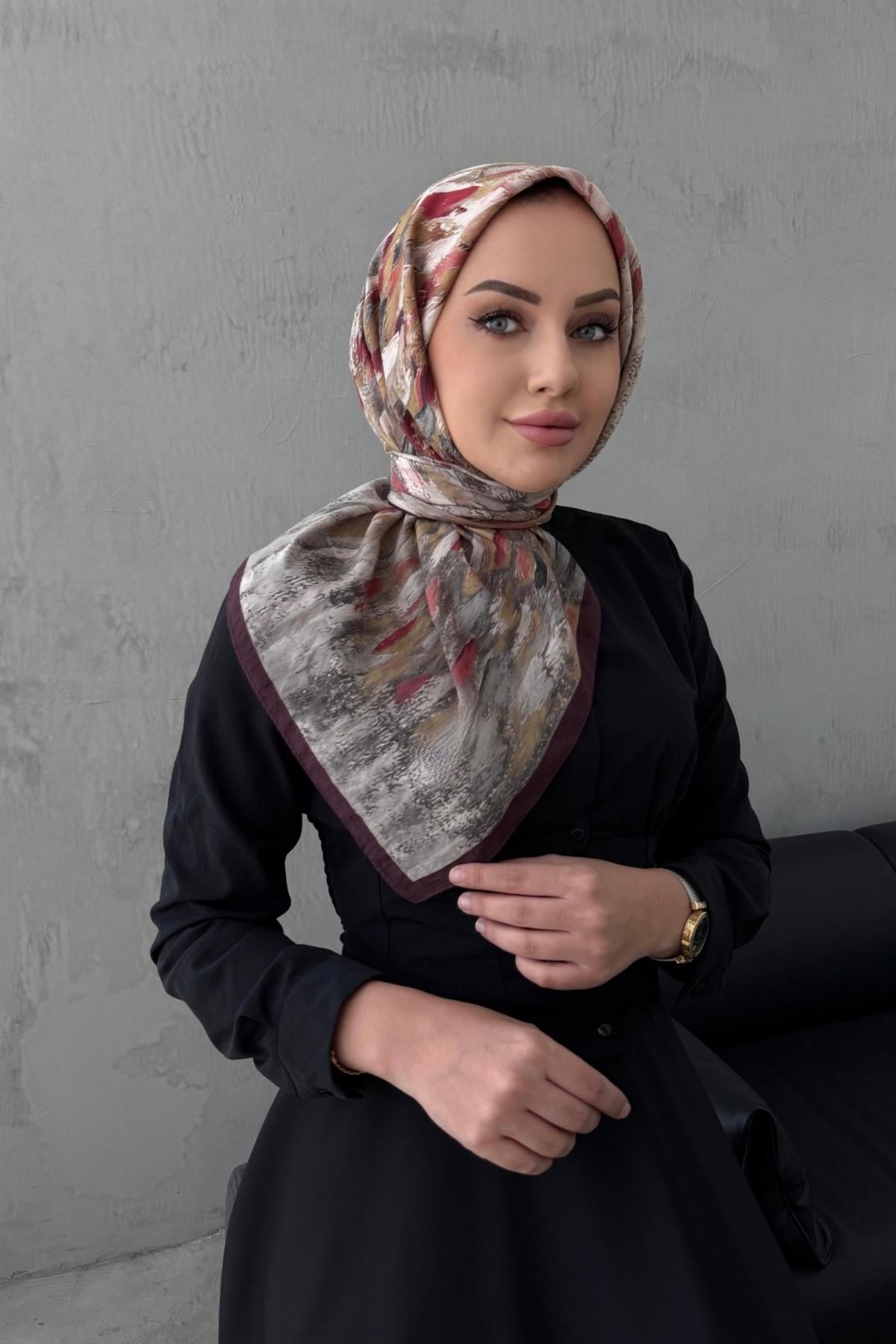 Bordo Berrin Modal İpek Eşarp 