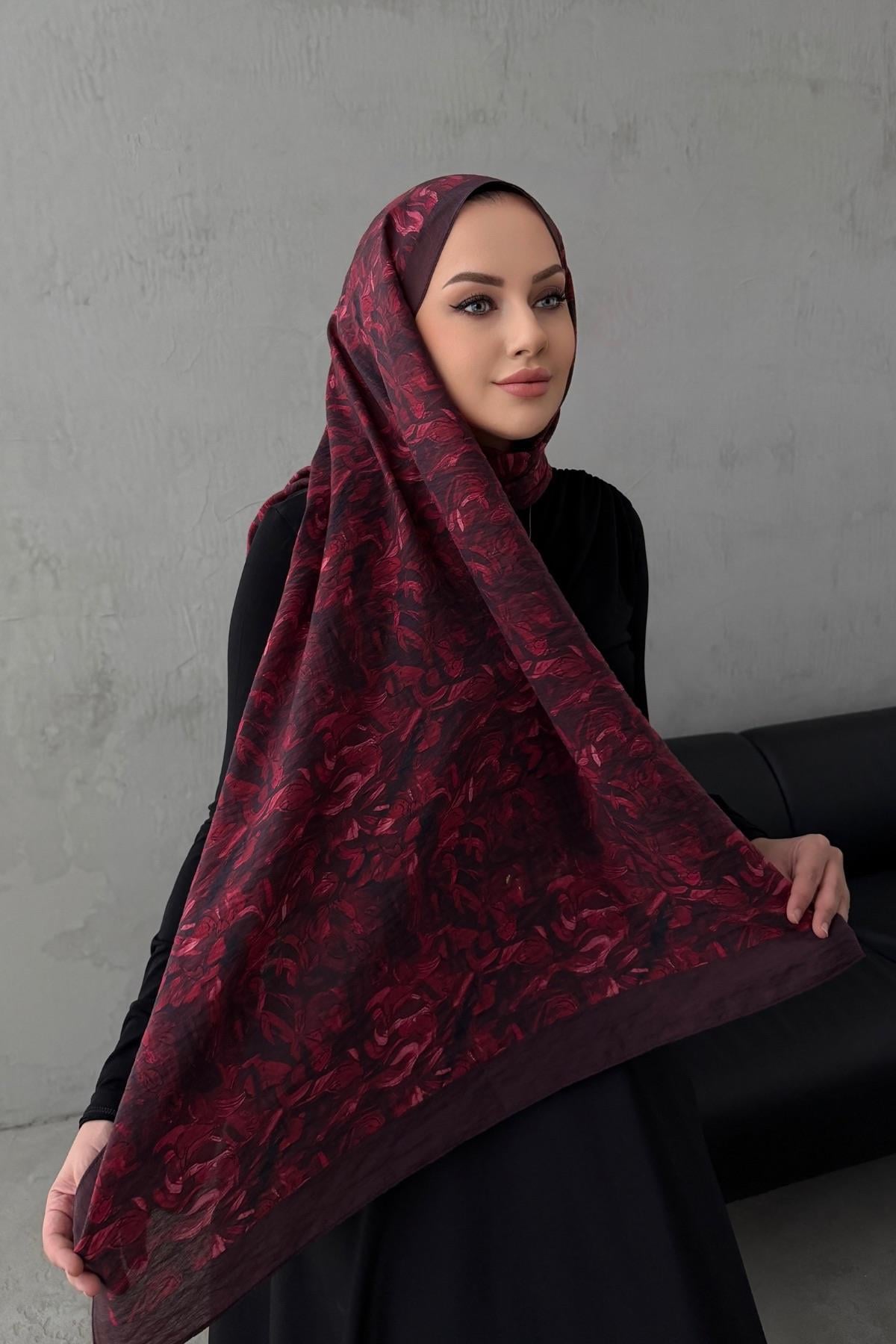 Bordo Çiğdem Tensel Şal 