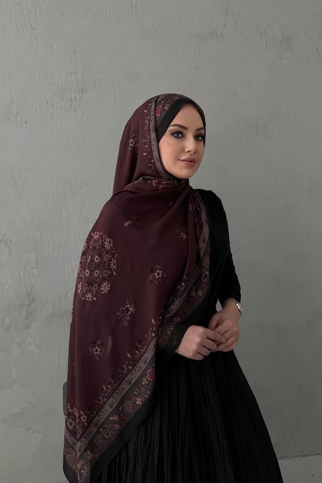 Bordo Hazerin %100 Pamuk Koza Şal