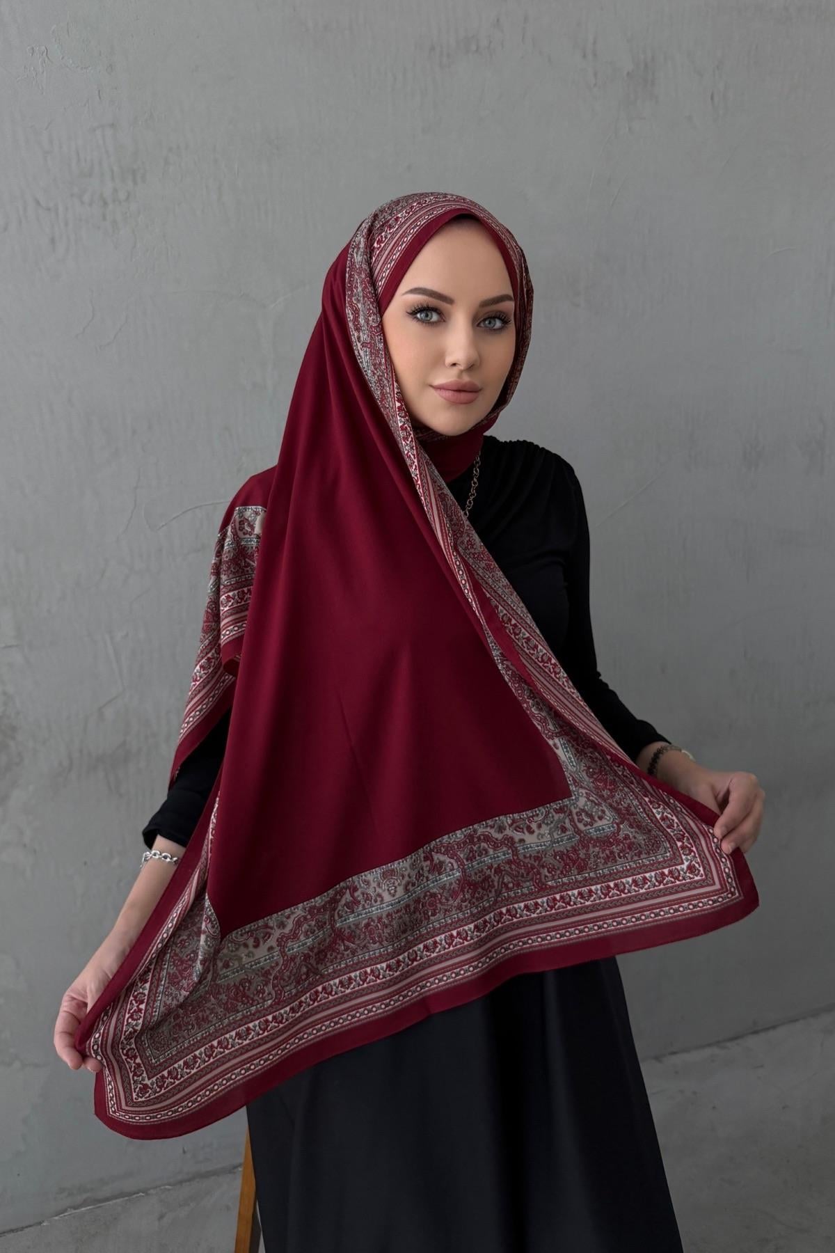 Bordo İthal Kumlu Şal