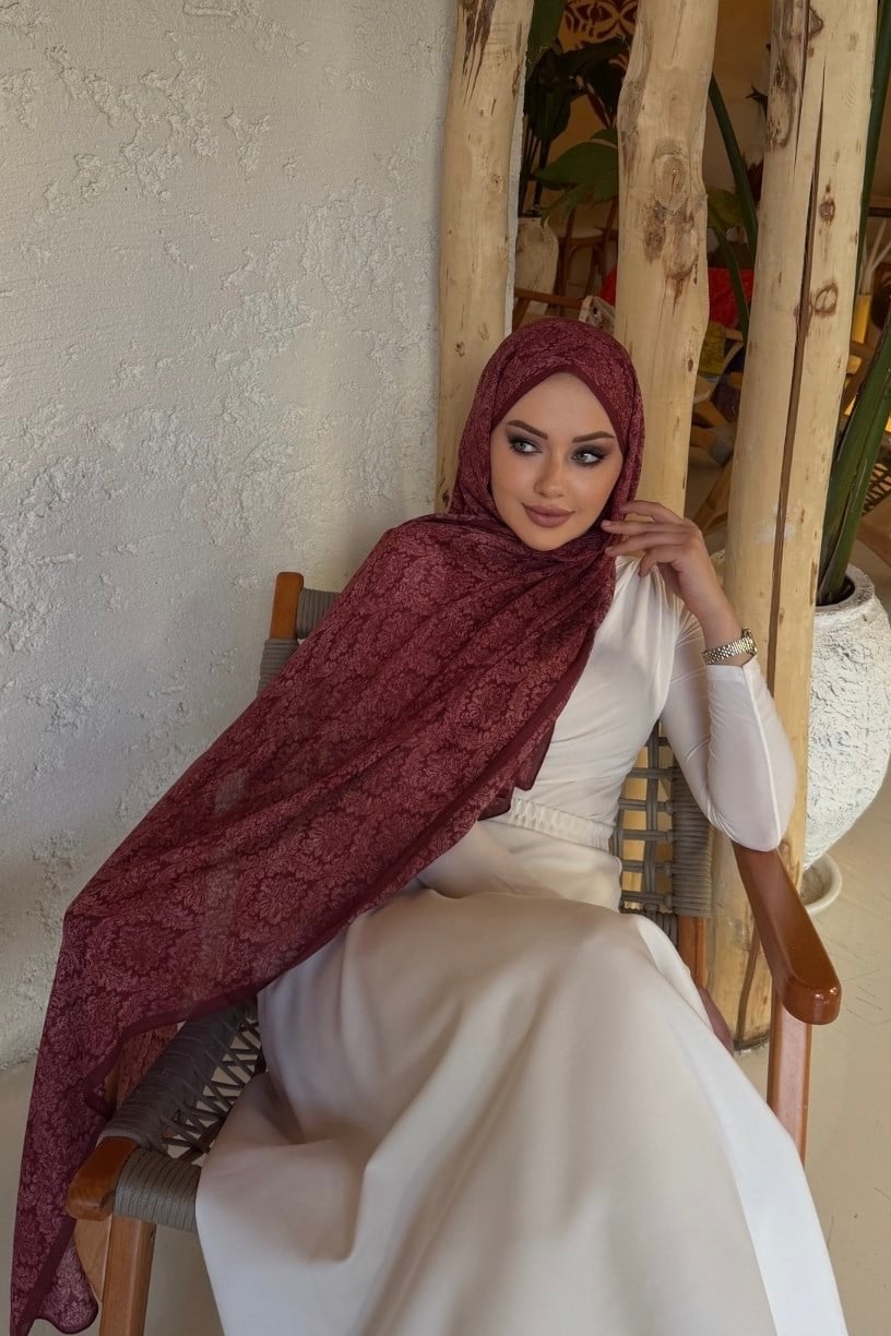 Bordo Laura %100 Pamuklu Şal