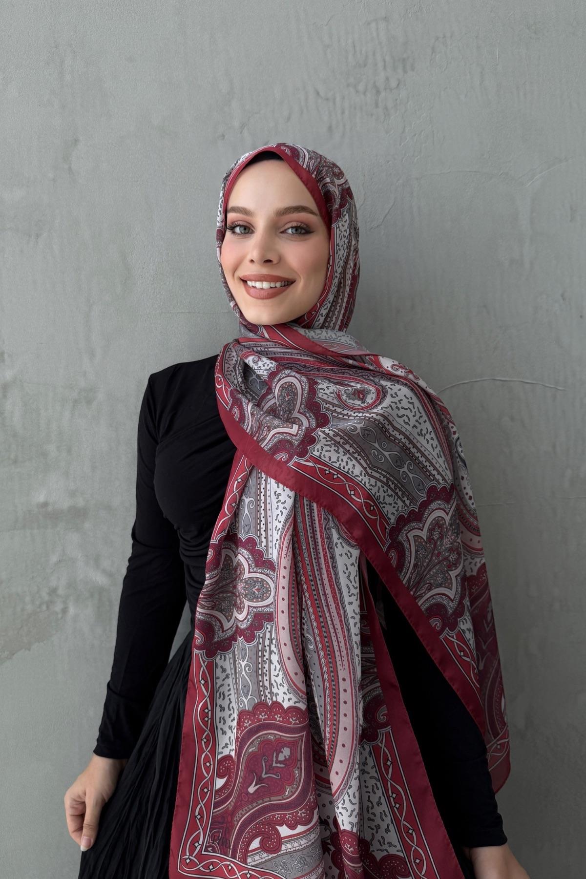 Bordo Mahra Otantik Hint İpeği Şal