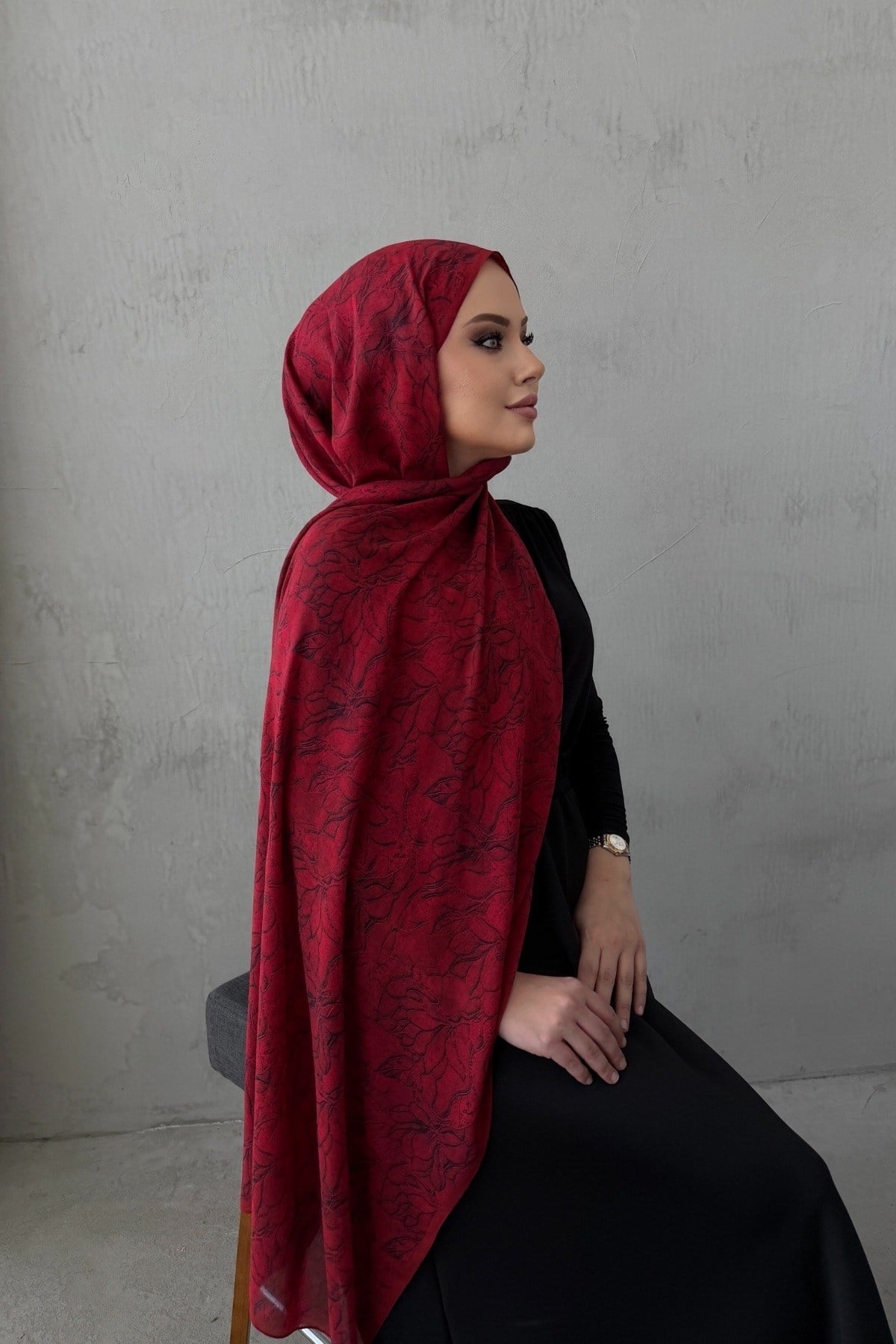 Bordo Mayra %100 Pamuklu Şal