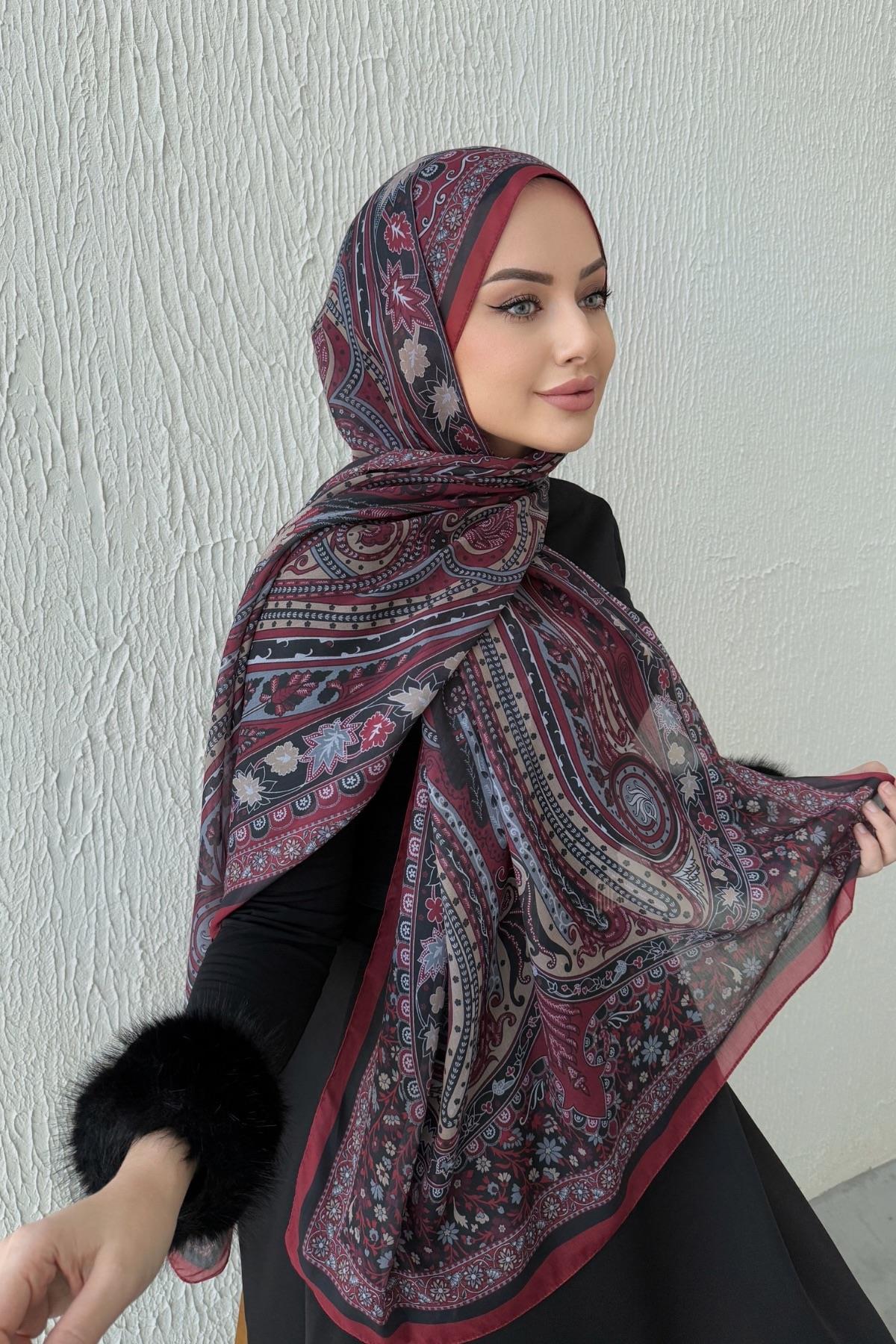 Bordo Modal İpek Şal