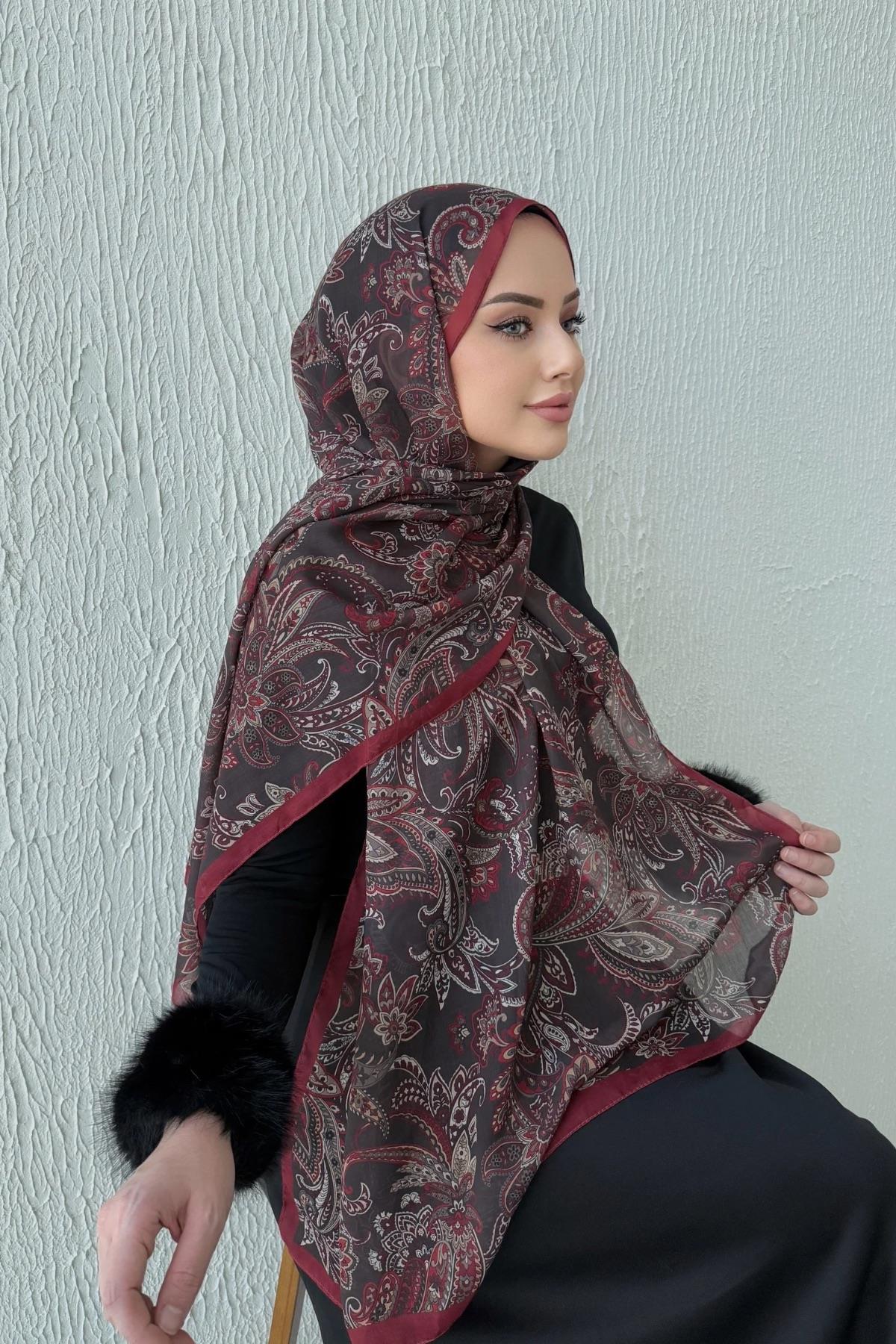 Bordo Modal İpek Şal