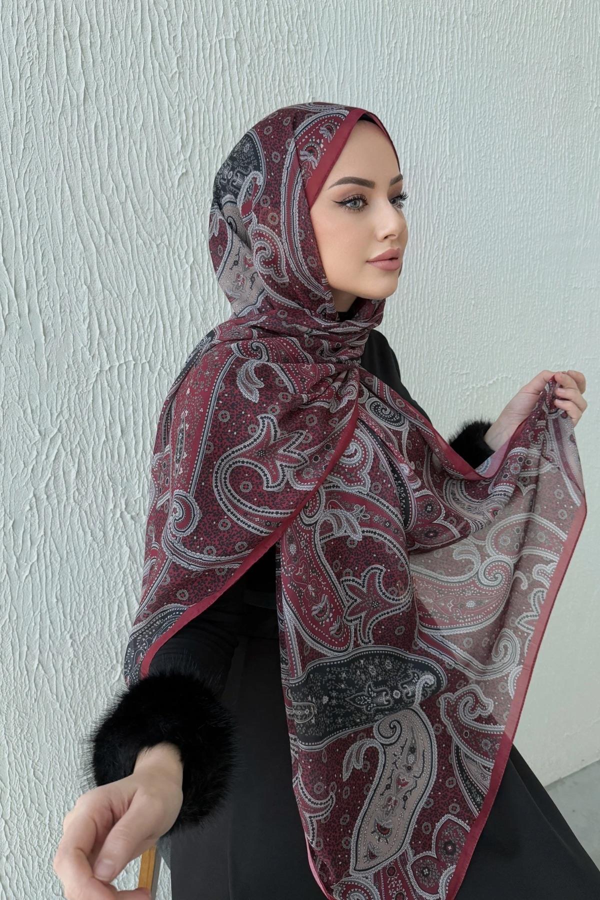 Bordo Modal İpek Şal