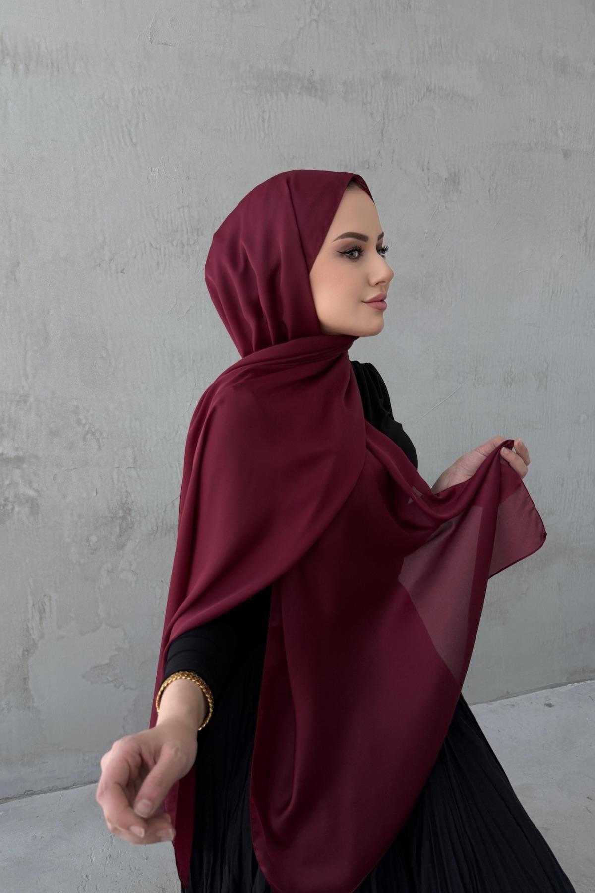 Bordo Nare Hint İpeği Şal