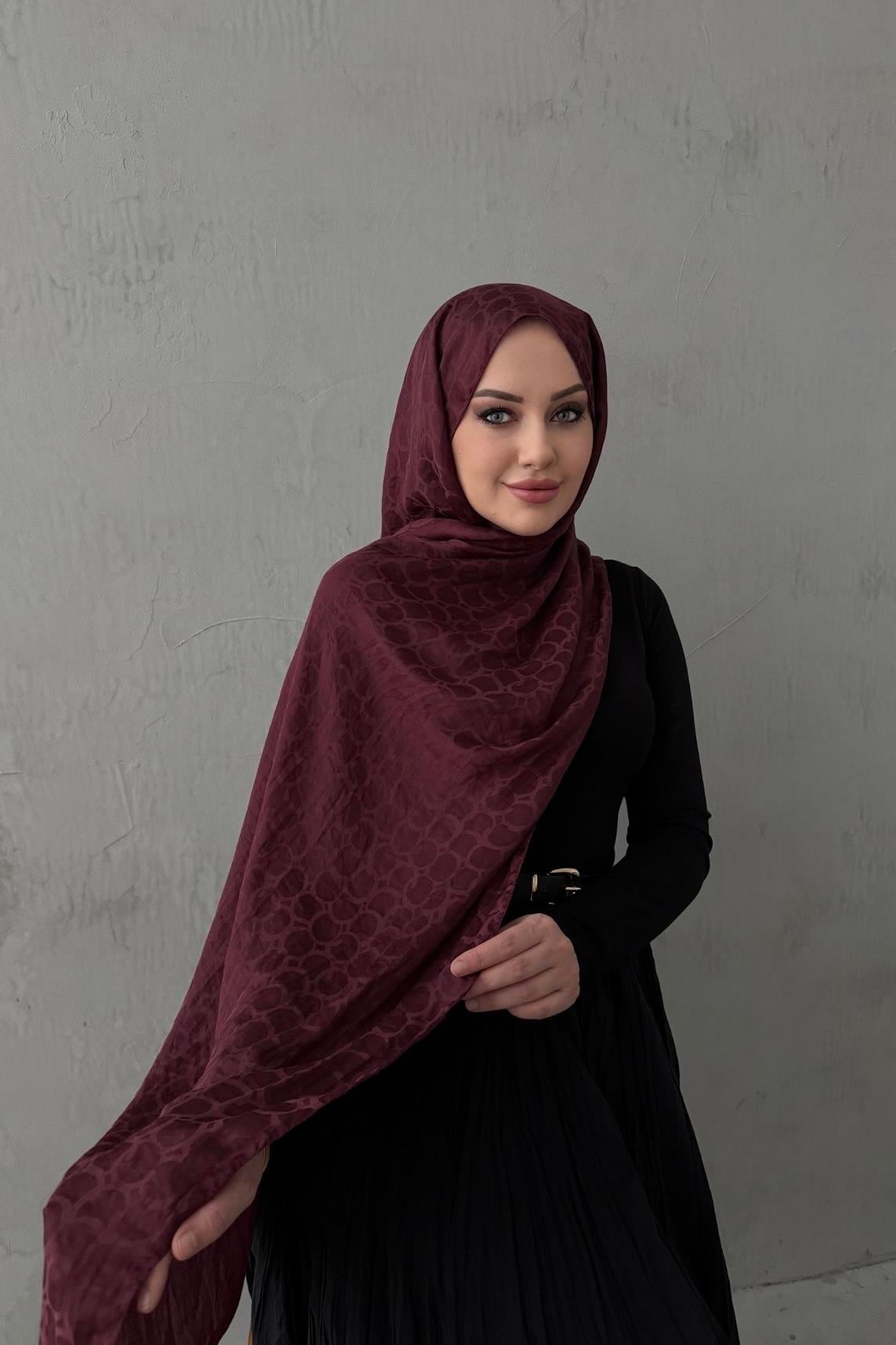 Bordo Perry Floş Pamuk Şal 