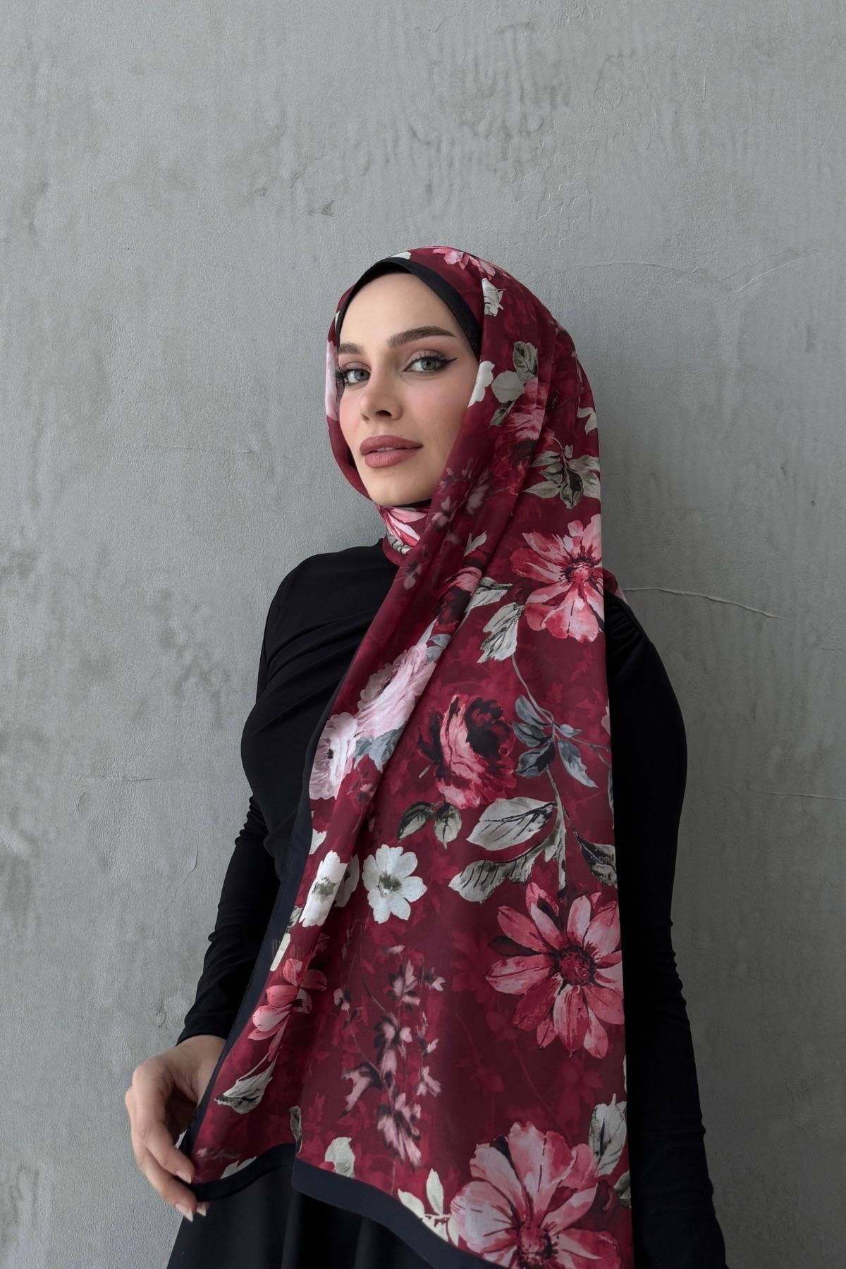 Bordo Roselle Hint İpeği Şal
