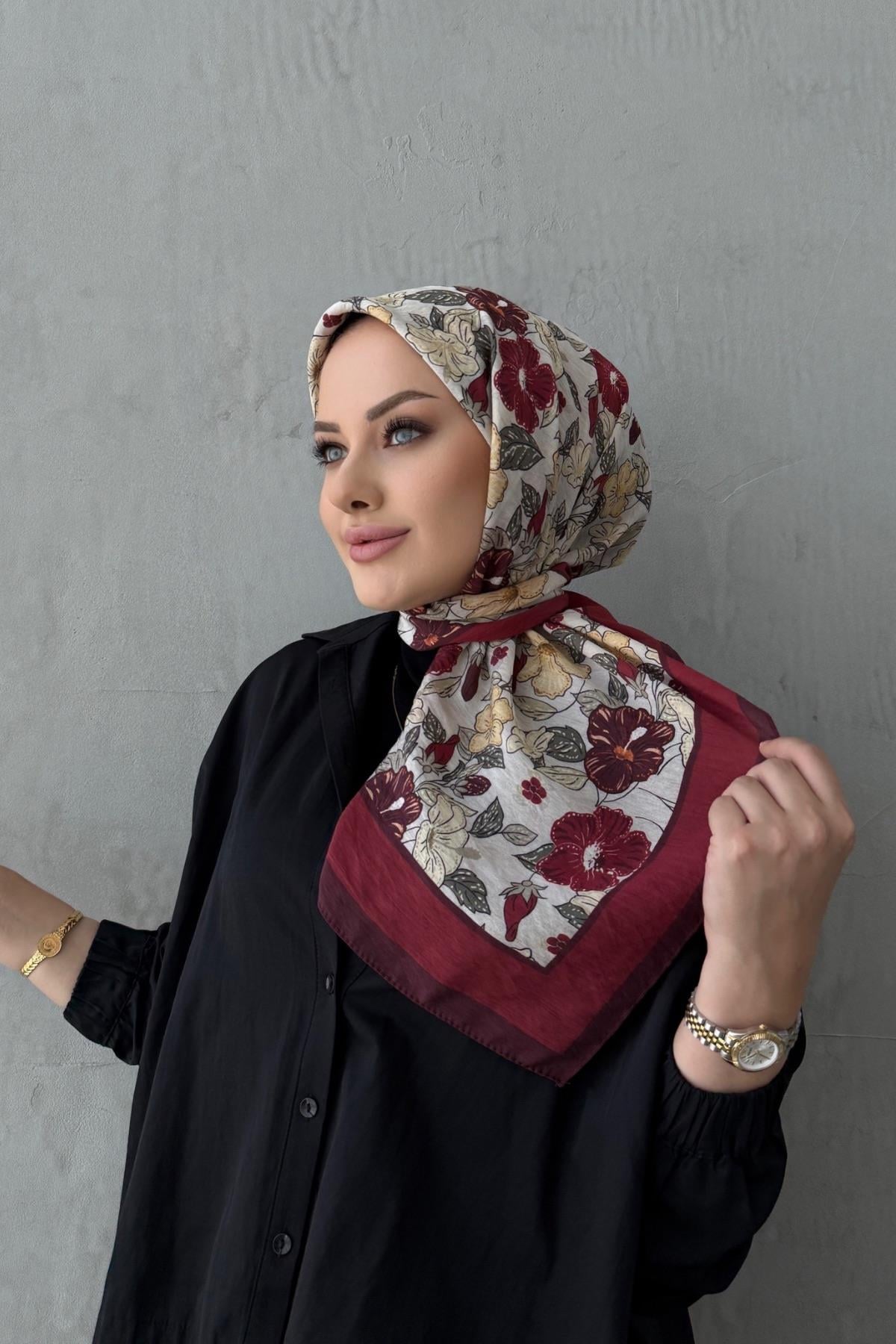 Bordo Rüya Modal İpek Eşarp