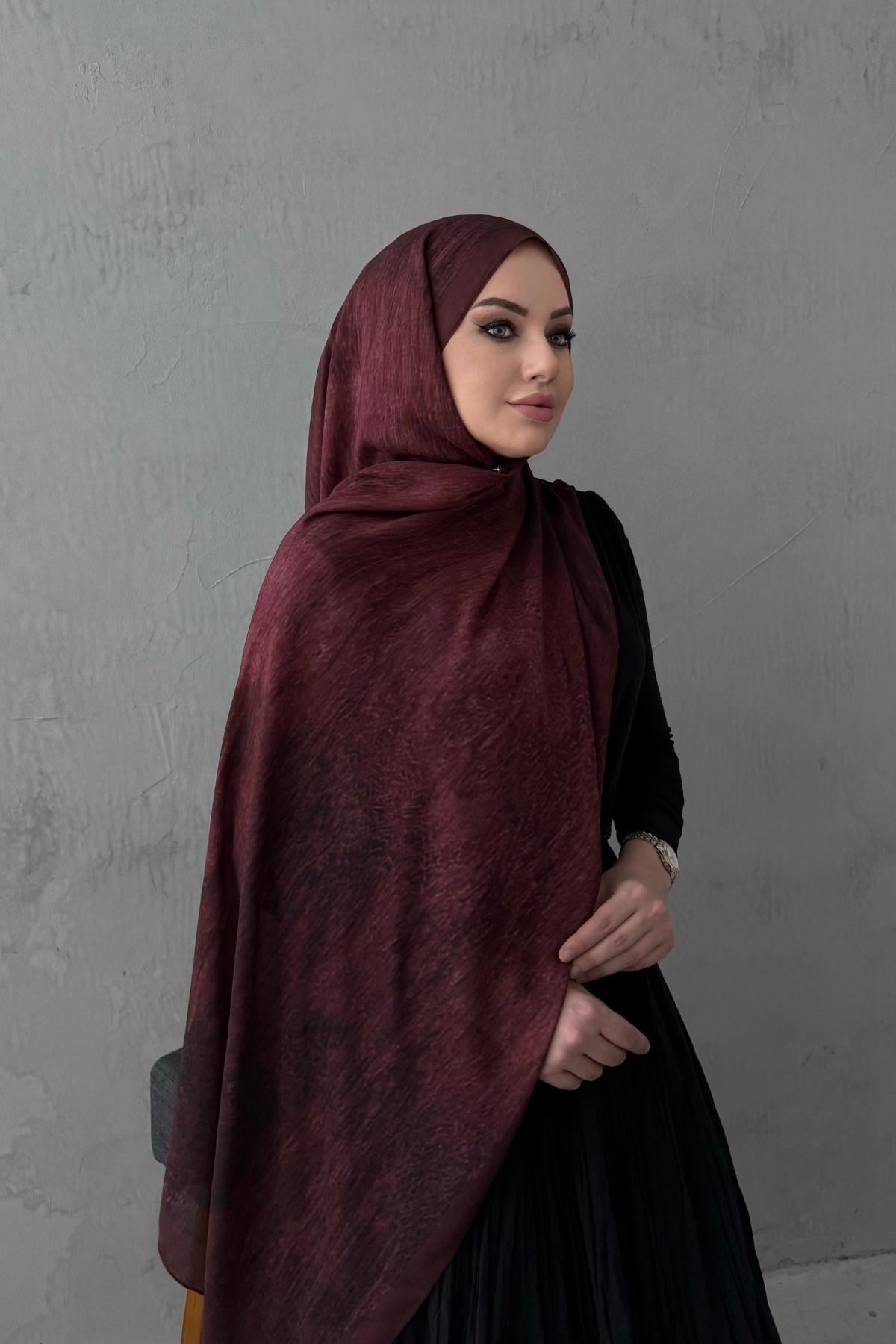 Bordo Sedef %100 Pamuk Koza Şal