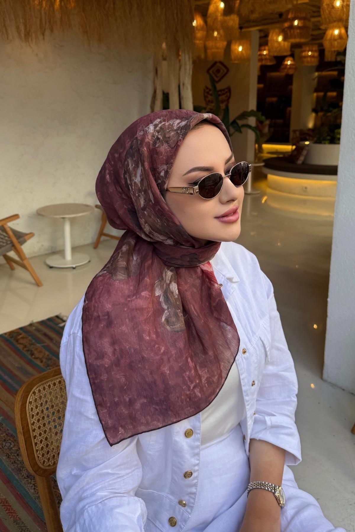 Bordo Tencel Eşarp