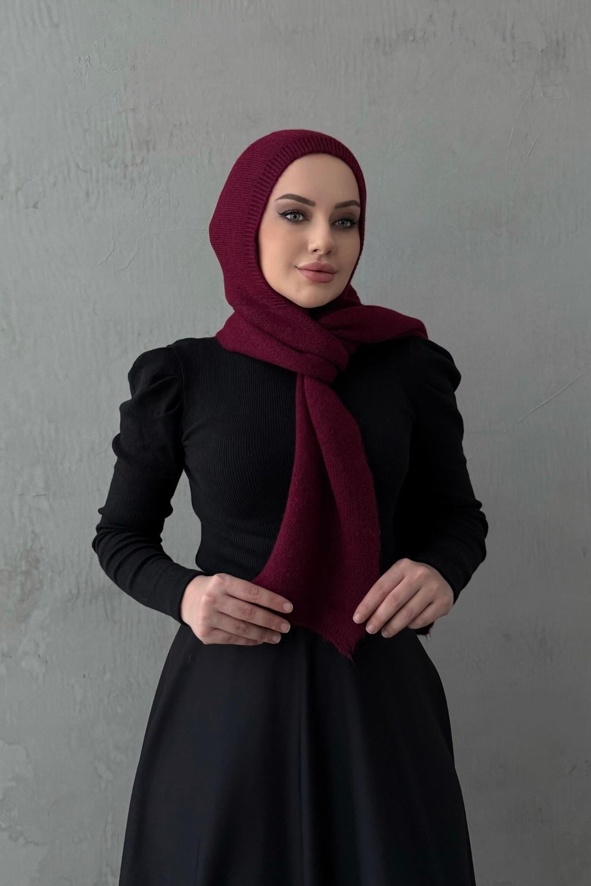 Bordo Triko Atkılı Balaklava