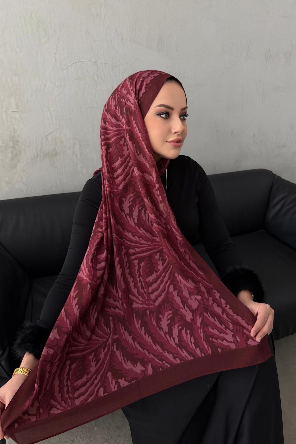 Bordo Viella Koza %100 Pamuk Şal