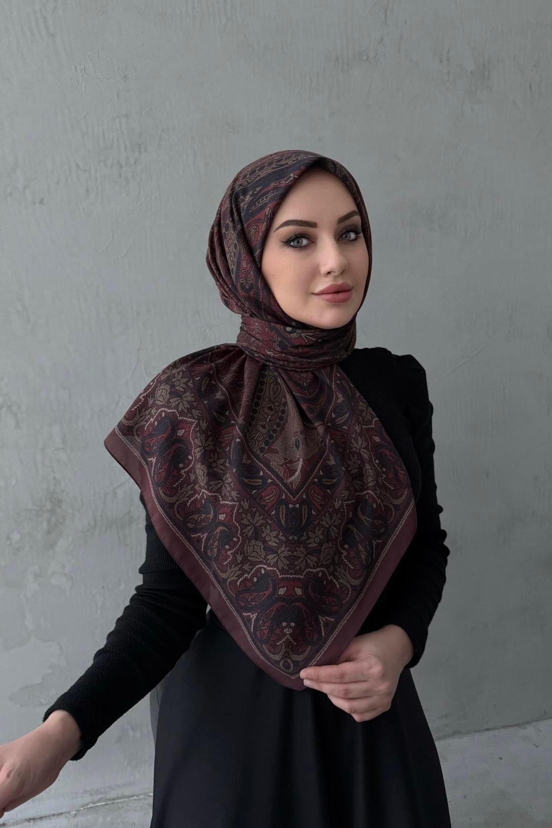 Bordo Vizon Beliz Bohem Modal İpek Şaleşarp